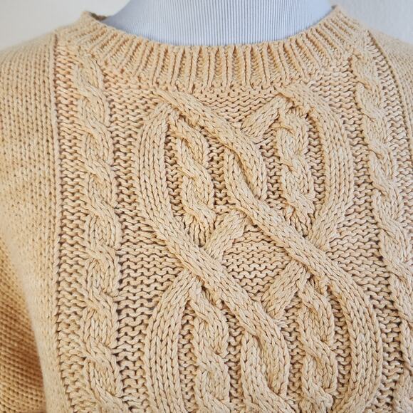 Fisherman Sweater Cable Knit Women Sz Small Apricot Ramie/Cotton Blend - Picture 3 of 8